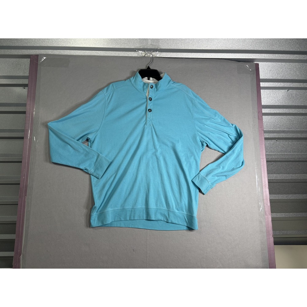 Bobby Jones 1930 Men's XL Pima Cotton Mock Neck Henley Pullover Blue